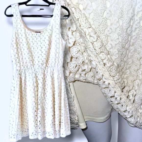 Anthropologie Lily Rose Dress Ivory Lace Fit & Flare Mini Size Small Euro Summer - Picture 2 of 16